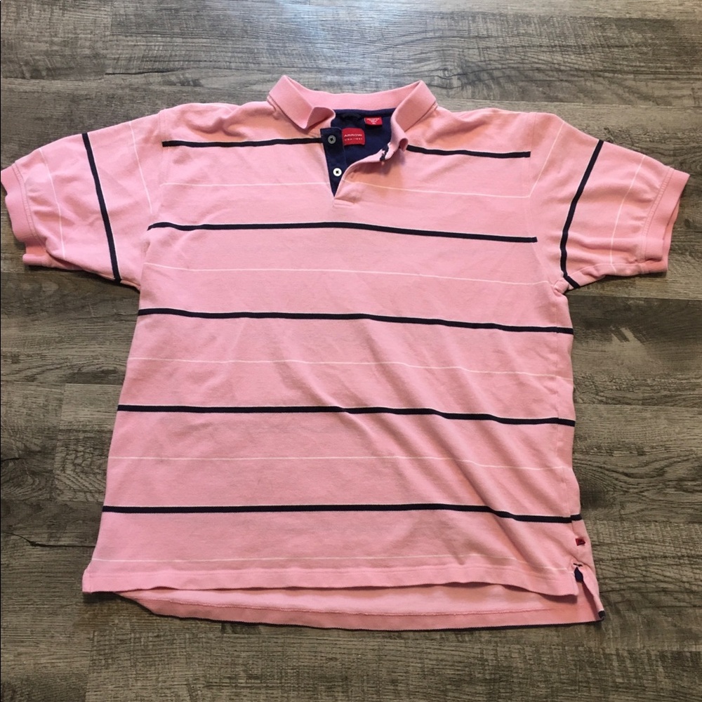 Arrow Striped Polo in Pink & Navy